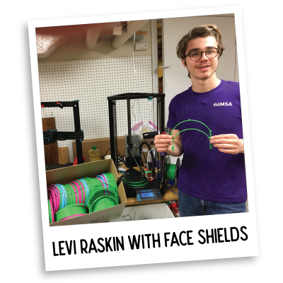 Levi Raskin with Face Shields