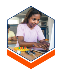 Female student working on her laptop