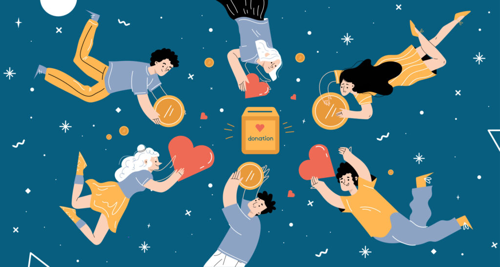 people donate money to donation box